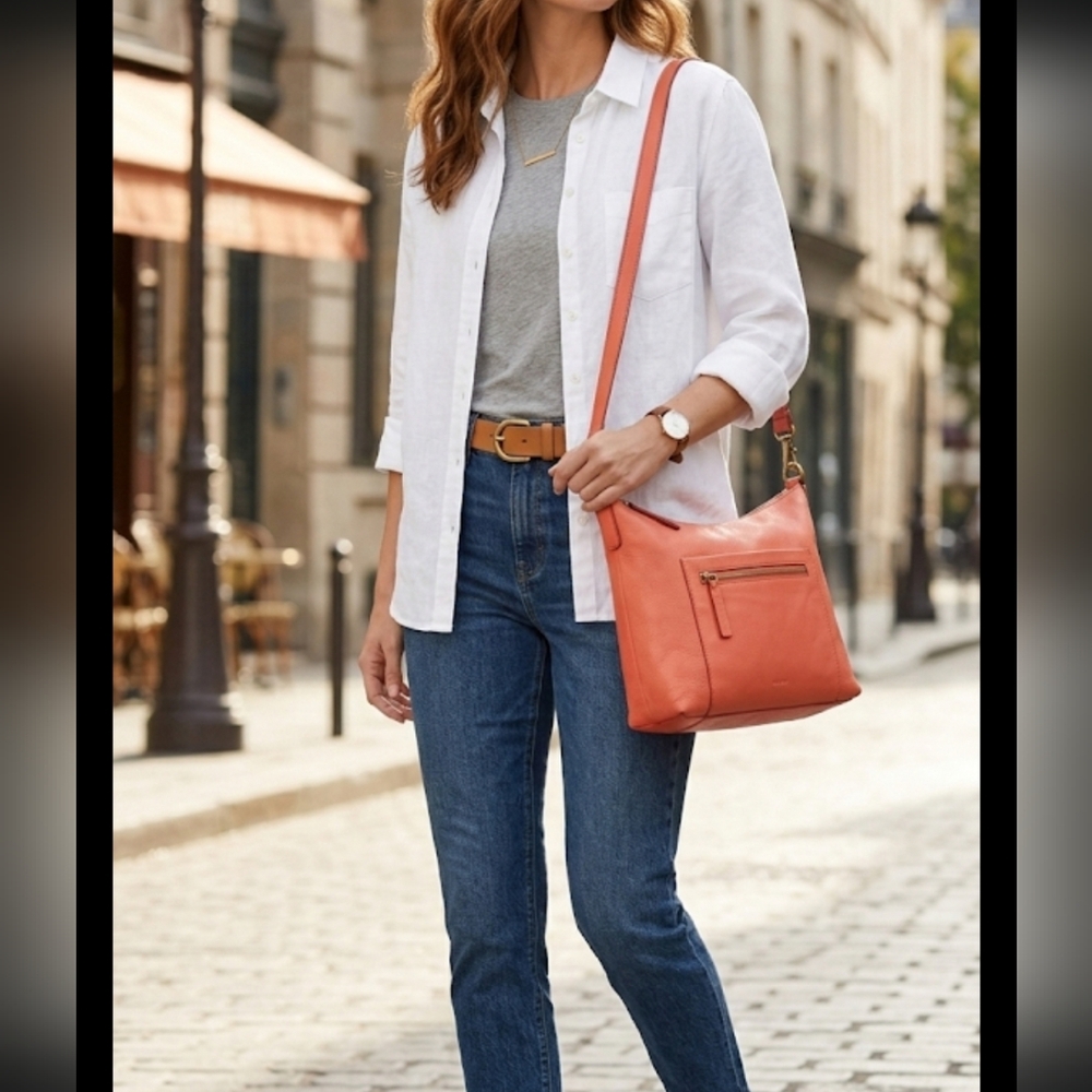 Fossil Vickery Hobo   Leather Shoulder Crossbody  Bag